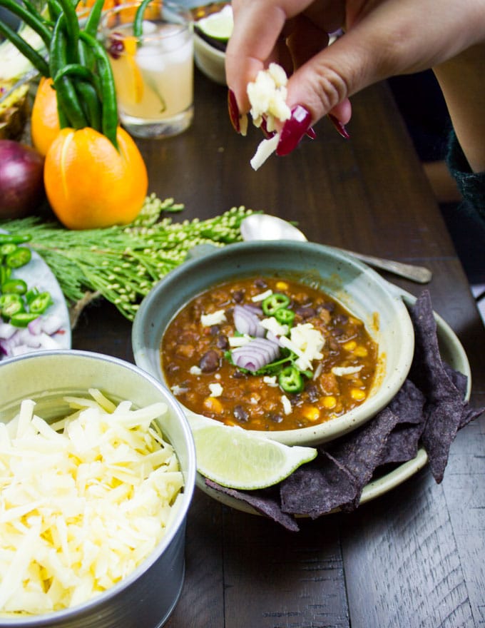 Vegetarian Chili Recipe Party and Bar • Two Purple Figs