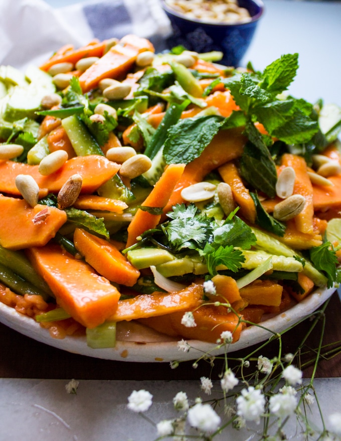 Papaya Salad • Sweet Thai Papaya Salad Recipe • Two Purple Figs