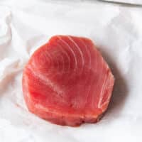 One piece of Ahi Tuna Steak fresh